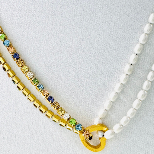 Bimba y Lola Collar Cristales y Perlas mini de colores