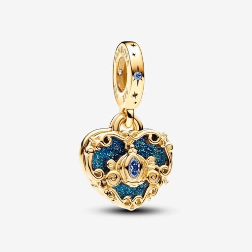 Charm Colgante Doble Carroza y Corazón de La Cenicienta de Disney