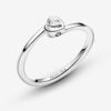 Anillo Corazón Solitario Transparente Inclinado