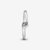 Anillo Corazón Solitario Transparente Inclinado