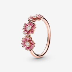 Anillo Trío de Margaritas Rosas