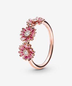 Anillo Trío de Margaritas Rosas