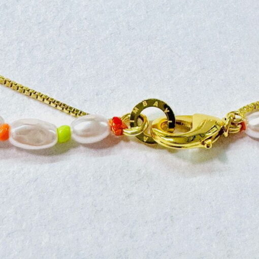 Bimba y Lola Collar Doble con Cadena en Dorado y Perlas con Colores