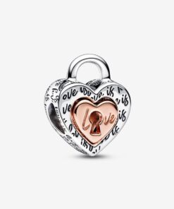 Charm Candado Corazón Divisible en Dos Tonos