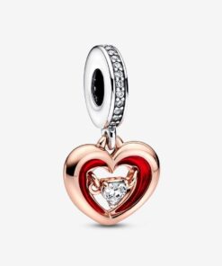 Charm Colgante Corazón Radiante en Dos Tonos