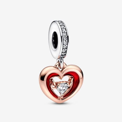 Charm Colgante Corazón Radiante en Dos Tonos