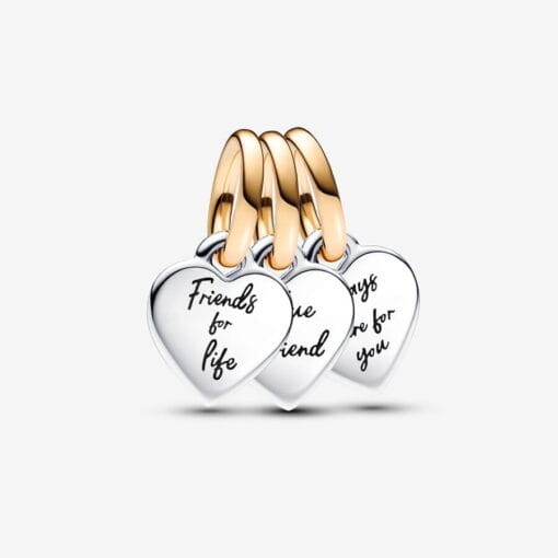 Charm Colgante Divisible Triple Amistad en Dos Tonos