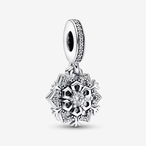 Charm Colgante Doble Copo de Nieve Brillante