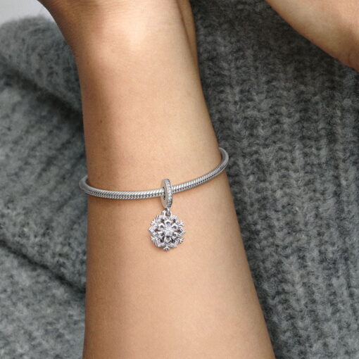 Charm Colgante Doble Copo de Nieve Brillante