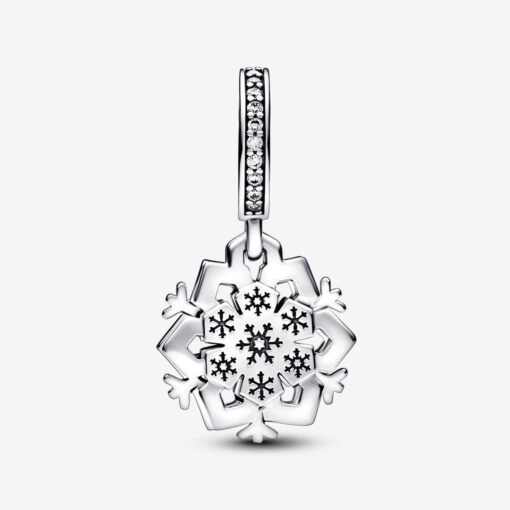 Charm Colgante Doble Copo de Nieve Brillante