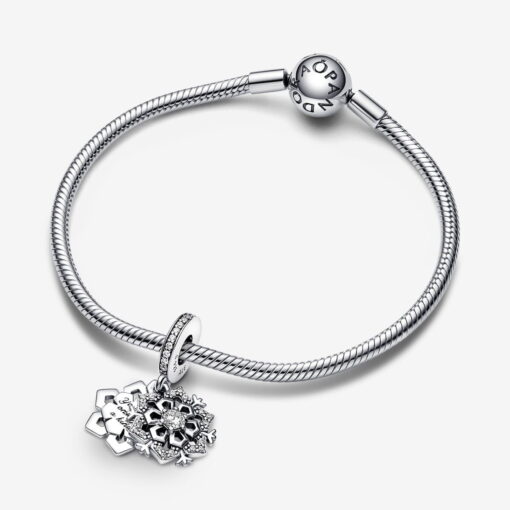 Charm Colgante Doble Copo de Nieve Brillante