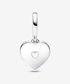 Alternative view of Charm Colgante Doble Corazón Blanco Anacarado