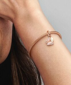 Alternative view of Charm Colgante Doble Mariposa Rosa