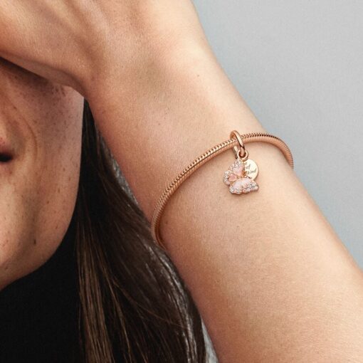 Charm Colgante Doble Mariposa Rosa - Imagen 2