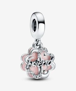 Charm Colgante Doble Trébol de Cuatro Hojas de la Amistad