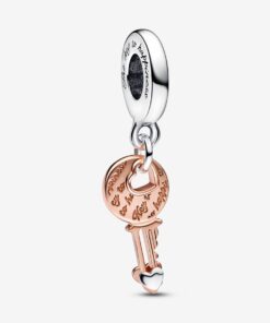 Charm Colgante Llave y Corazón Deslizante en Dos Tonos