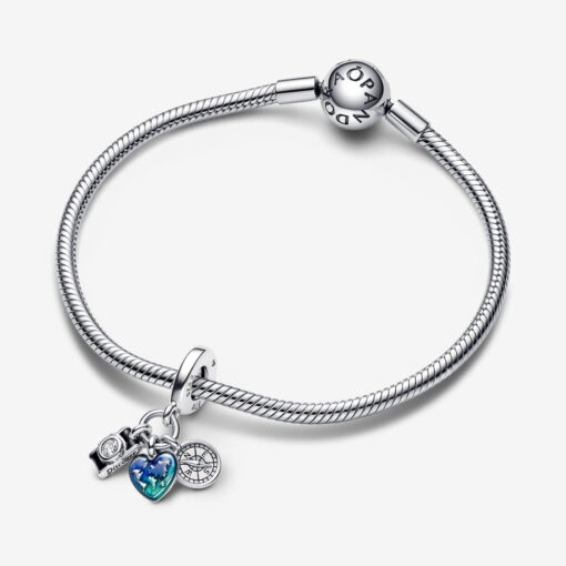 Charm Colgante Triple Cámara, Corazón y Brújula - Imagen 3