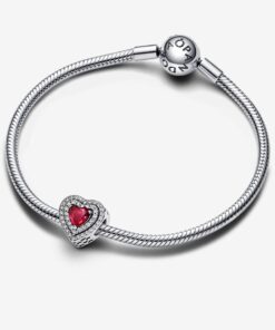Charm Corazón Nivelado Rojo Brillante