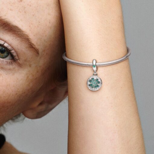 Charm Colgante en Plata de ley Trébol Brillante
