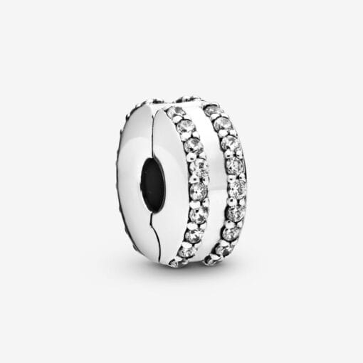Charm de Clip Doble Línea en Pavé