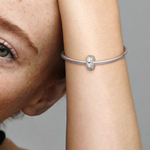 Charm de Clip Doble Línea en Pavé - Imagen 4