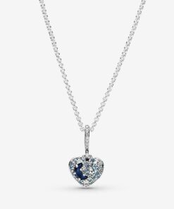 Collar Brillante Corazón de Luna Azul y Estrellas