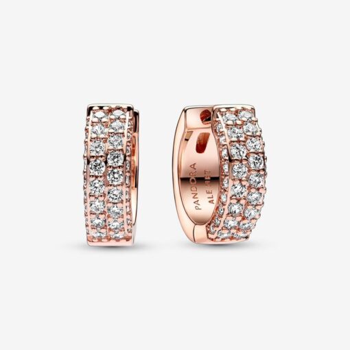Aretes de Aro Fila Doble en Pavé
