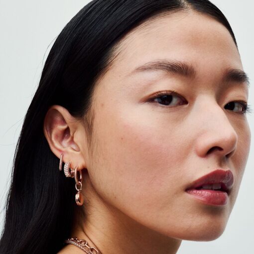 Aretes de Aro Fila Doble en Pavé - Imagen 3