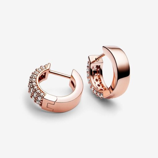Aretes de Aro Fila Doble en Pavé - Imagen 4