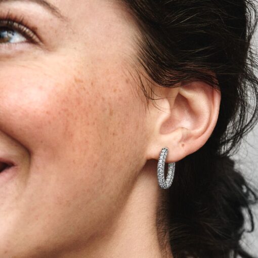 Aretes de Aro Fila en Pavé - Imagen 3