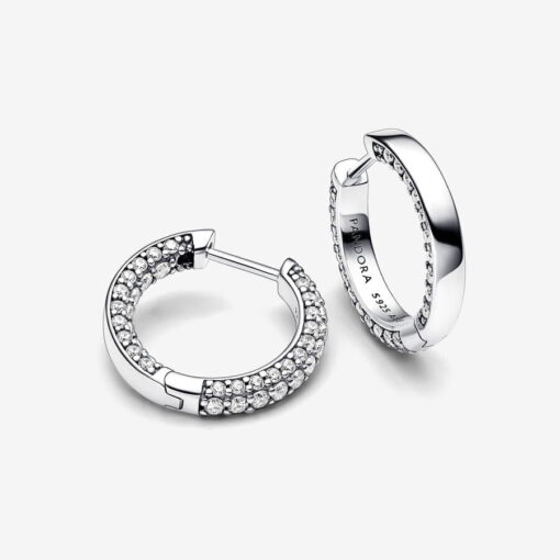 Aretes de Aro Fila en Pavé - Imagen 4