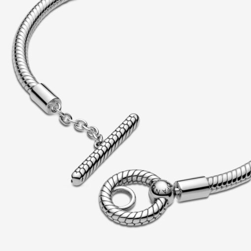 Pulsera Diseño Cadena de Serpiente Plata con Cierre en forma de T