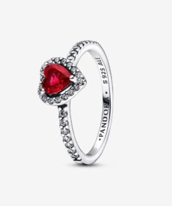 Anillo Corazón Nivelado Rojo Brillante