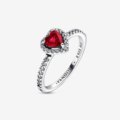 Anillo Corazón Nivelado Rojo Brillante