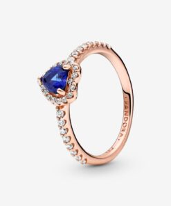 Anillo Corazón en Relieve Azul Brillante