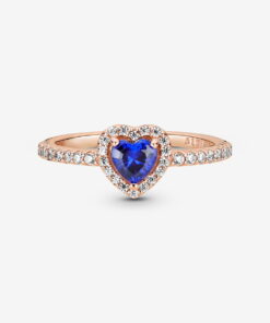 Anillo Corazón en Relieve Azul Brillante