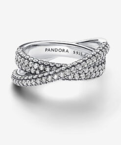 Anillo Doble Banda Cruzada en Pavé