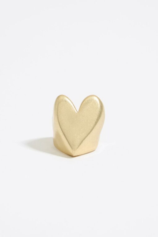 Bimba y Lola Anillo Corazón Textura rugosa Dorado - Imagen 7