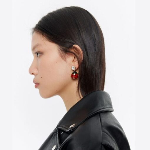 Bimba y Lola Aretes Cristal y Catarina Rojos - Imagen 6