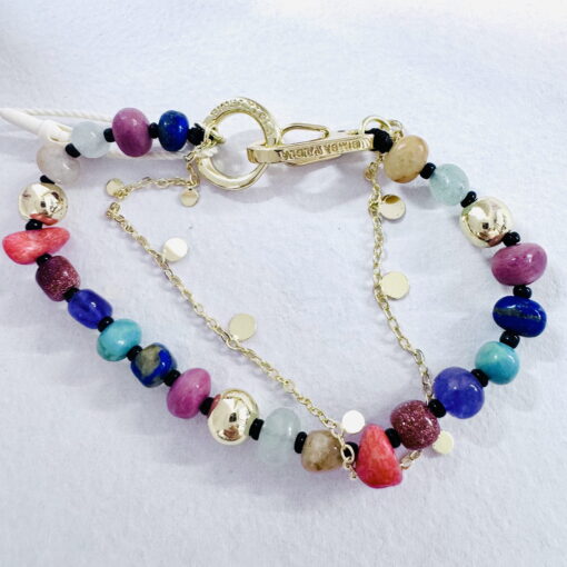 Bimba y Lola Pulsera Doble Piedras Multicolor