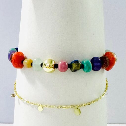 Bimba y Lola Pulsera Doble Piedras Multicolor