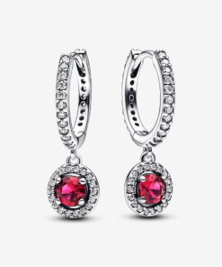 Aretes de Aro Circulo Rojo Brillante
