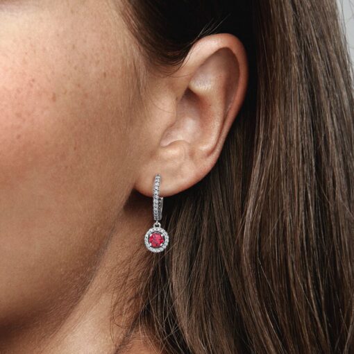 Aretes de Aro Circulo Rojo Brillante