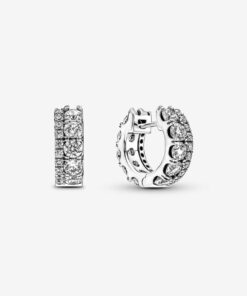 Aretes de Aro Doble Banda en Pavé