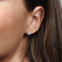 Aretes de botón Círculo y Cuadrado Brillantes