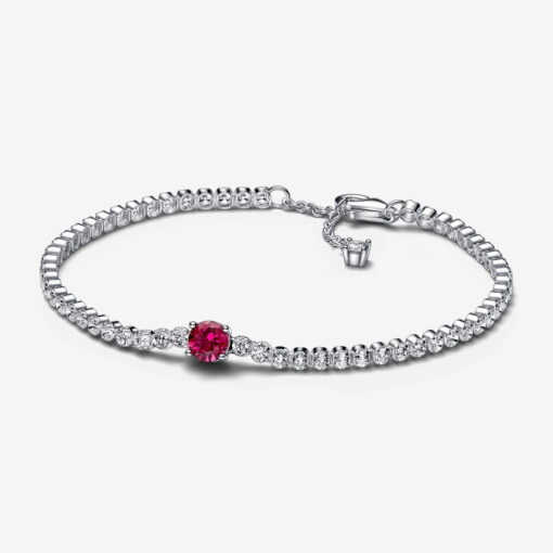 Pulsera Tenis Gema Roja Redonda en Pave