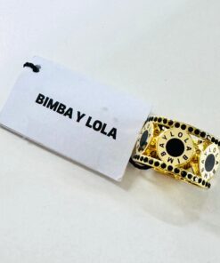 Bimba y Lola Anillo Dorado con logo Chimo en negro esmaltado - 222BAA406.T1140-3