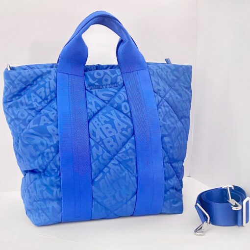 Bimba y Lola Shopper Acolchonada Azul Rey con Estampado