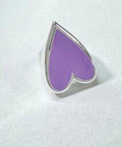 Bimba y Lola Anillo Corazón Grande Esmaltado Lila y plateado