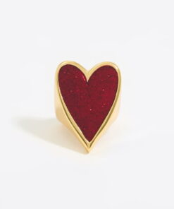 Bimba y Lola Anillo Corazón Grande Esmaltado Rojo en Gliter